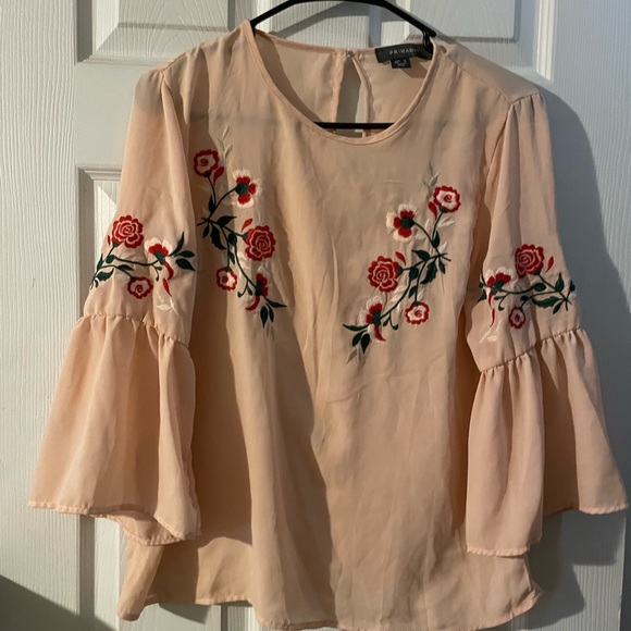Pink long sleeve with flowers. Primark size 6 - Picture 3 of 3